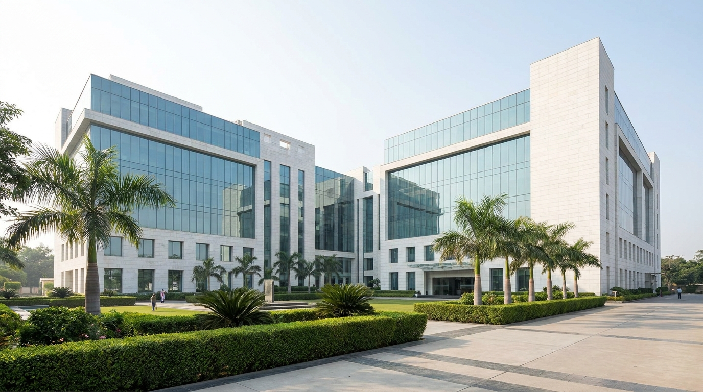 Modern private hospital campus in India